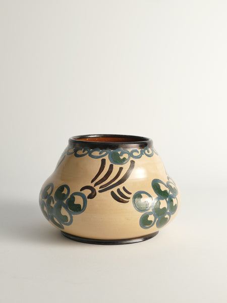 Art Noveau Floral Motif Vase by Agda Österberg, St. Erik Lervarufabriker, 1910s