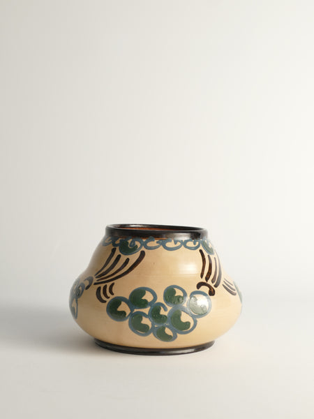 Art Noveau Floral Motif Vase by Agda Österberg, St. Erik Lervarufabriker, 1910s