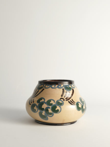 Art Noveau Floral Motif Vase by Agda Österberg, St. Erik Lervarufabriker, 1910s
