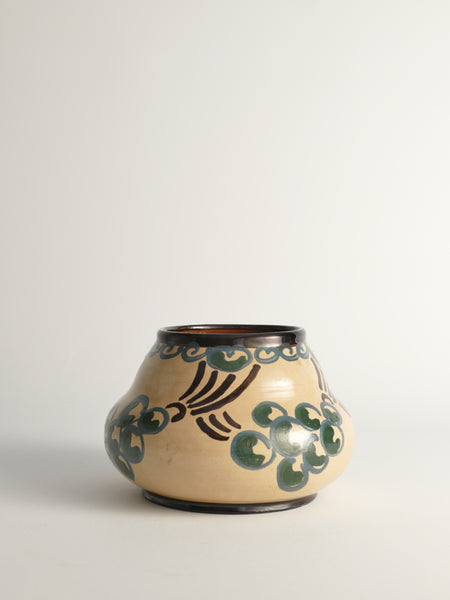 Art Noveau Floral Motif Vase by Agda Österberg, St. Erik Lervarufabriker, 1910s