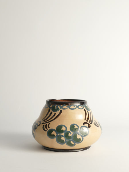 Art Noveau Floral Motif Vase by Agda Österberg, St. Erik Lervarufabriker, 1910s
