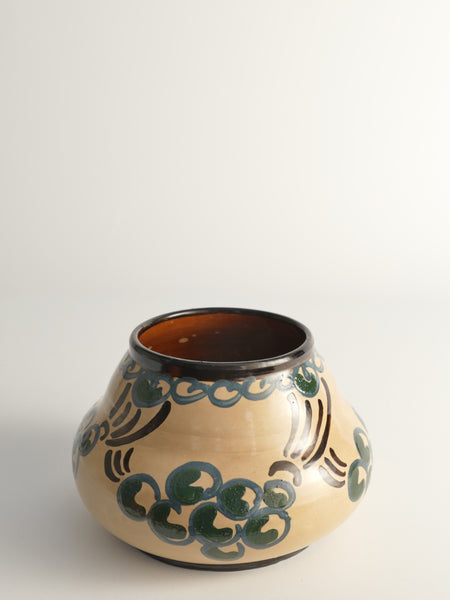 Art Noveau Floral Motif Vase by Agda Österberg, St. Erik Lervarufabriker, 1910s