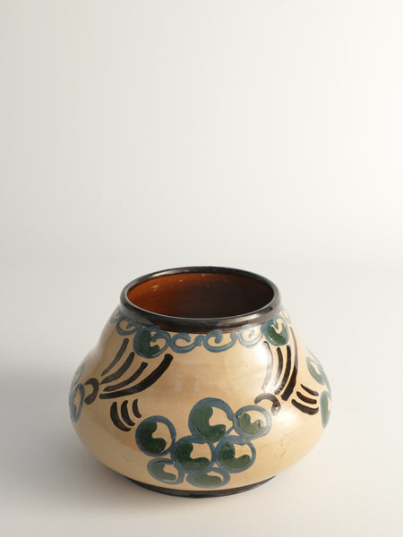 Art Noveau Floral Motif Vase by Agda Österberg, St. Erik Lervarufabriker, 1910s