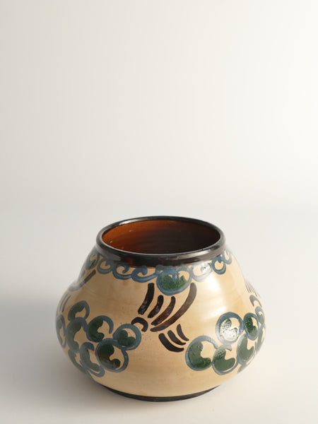 Art Noveau Floral Motif Vase by Agda Österberg, St. Erik Lervarufabriker, 1910s
