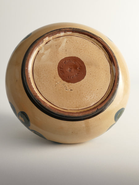 Art Noveau Floral Motif Vase by Agda Österberg, St. Erik Lervarufabriker, 1910s