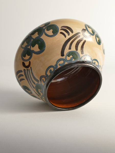 Art Noveau Floral Motif Vase by Agda Österberg, St. Erik Lervarufabriker, 1910s