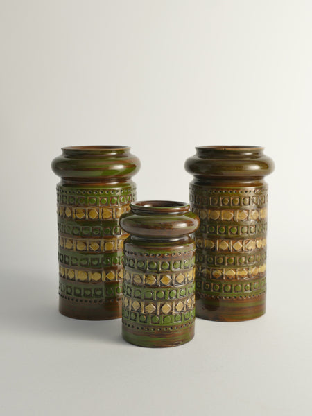 Yellow and Green Stoneware Vases by Aldo Londi for Bitossi, Italy, Set of 3