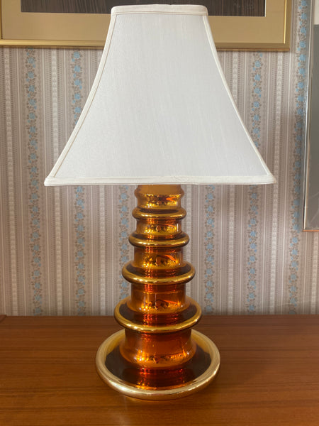 Copper-Hued Glass Table Lamp by Gustaf Leek for Orrefors, 1960s