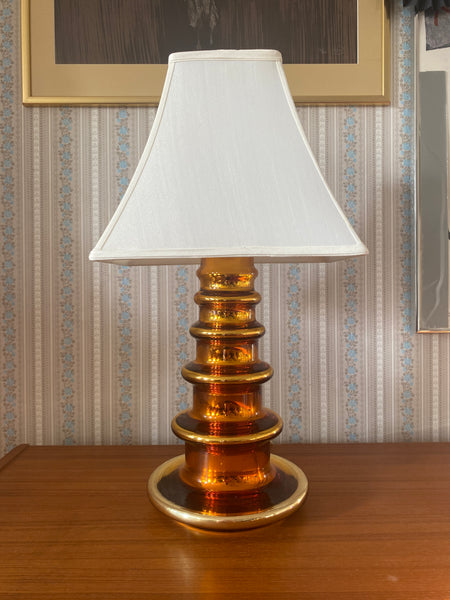 Copper-Hued Glass Table Lamp by Gustaf Leek for Orrefors, 1960s
