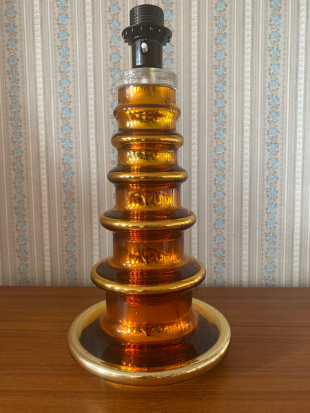 Copper-Hued Glass Table Lamp by Gustaf Leek for Orrefors, 1960s
