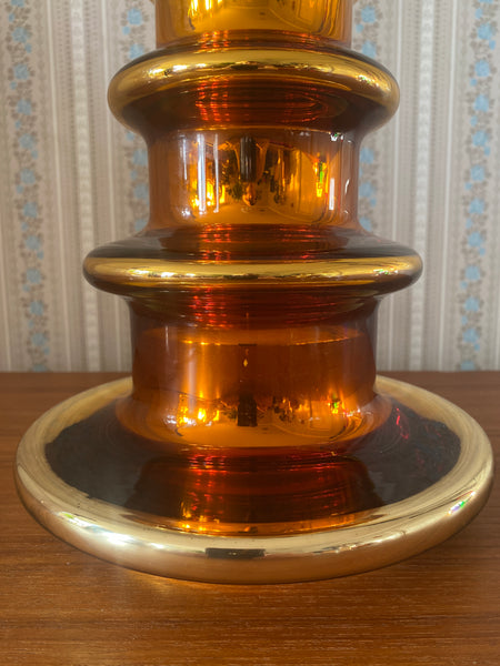 Copper-Hued Glass Table Lamp by Gustaf Leek for Orrefors, 1960s