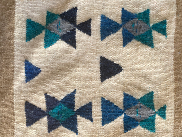 Gafsa Kilim Wall Hanging with Blue and Turquoise Figure Motifs