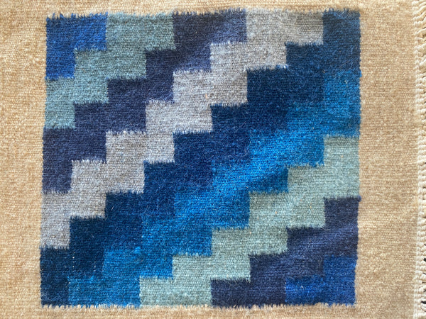Gafsa Kilim Wall Hanging with Blue and Turquoise Figure Motifs