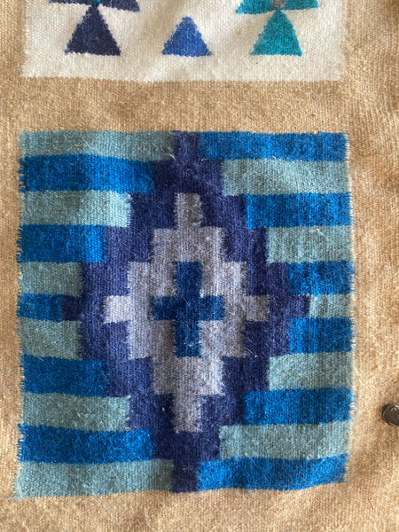 Gafsa Kilim Wall Hanging with Blue and Turquoise Figure Motifs