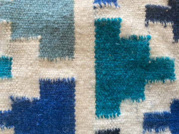 Gafsa Kilim Wall Hanging with Blue and Turquoise Figure Motifs