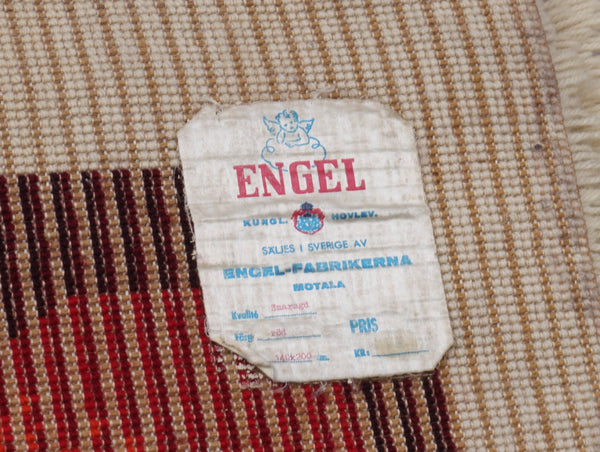 High Pile Rya Rug with Emerald Cut Ruby Motif, Engel-fabrikerna, Sweden
