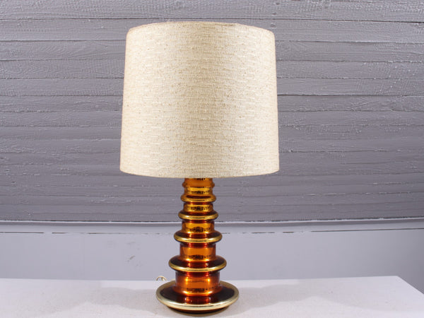Copper-Hued Glass Table Lamp by Gustaf Leek for Orrefors, 1960s