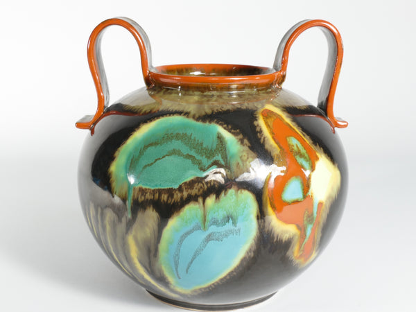 Art Deco Floral Motif Vase, Upsala Ekeby, Sweden 1930s