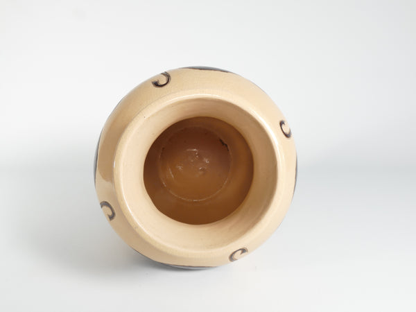 Vintage Ceramic Vase with Brown Bulls and Bands