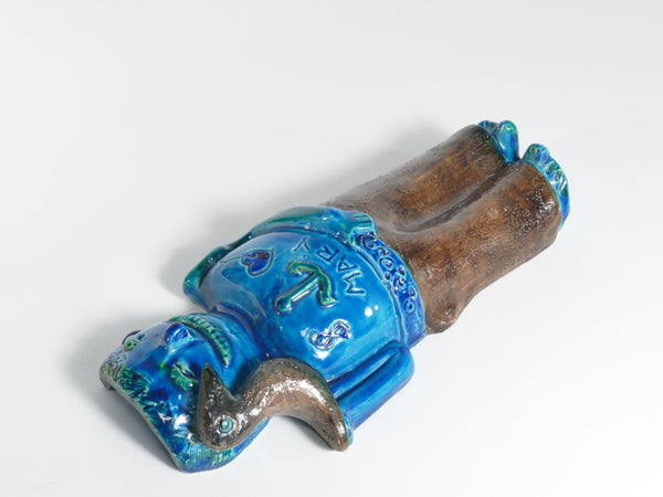 Rimini Blue Sailor Stoneware Sculpture by Aldo Londi for Bitossi, Italy 1960s