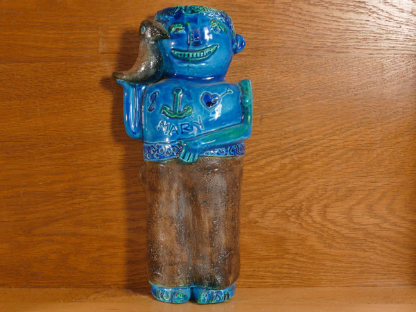 Rimini Blue Sailor Stoneware Sculpture by Aldo Londi for Bitossi, Italy 1960s