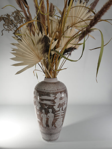 Brown and milky White Floor Vase by Sven Törngren, Törngren's pottery