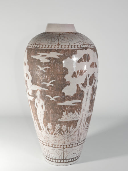 Brown and milky White Floor Vase by Sven Törngren, Törngren's pottery