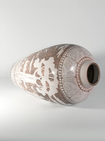 Brown and milky White Floor Vase by Sven Törngren, Törngren's pottery