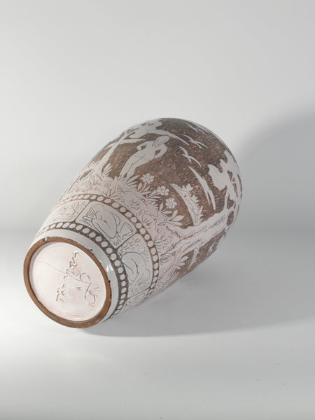 Brown and milky White Floor Vase by Sven Törngren, Törngren's pottery