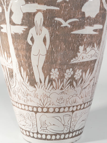 Brown and milky White Floor Vase by Sven Törngren, Törngren's pottery