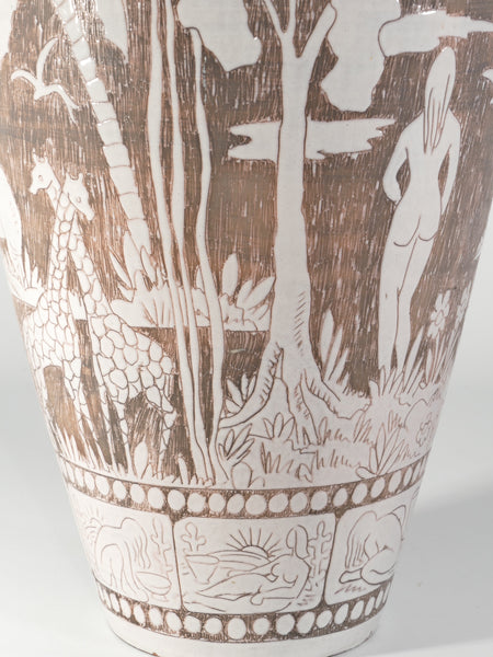 Brown and milky White Floor Vase by Sven Törngren, Törngren's pottery