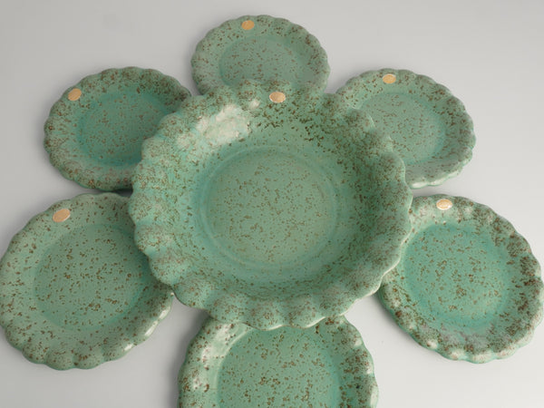 Celadon Green Earthenware Bowl & Plates, Nittsjö, Sweden, 1960s