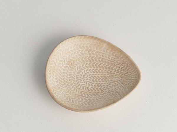 Scandinavian Modern "Blå Eld" White Unglazed Bowl by Hertha Bengtsson for Rörstrand, Sweden 1960s