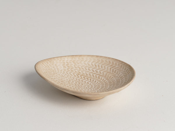 Scandinavian Modern "Blå Eld" White Unglazed Bowl by Hertha Bengtsson for Rörstrand, Sweden 1960s