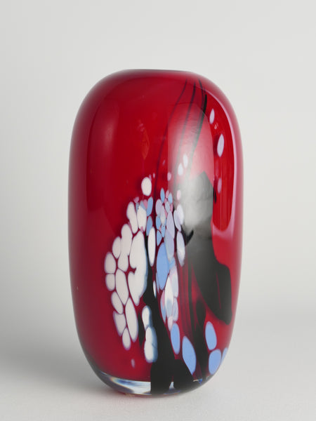 Unique Cherry Red Art Glass Vase by Mikael Axenbrant for Studioglas Strömbergshyttan, 1990