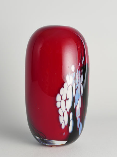 Unique Cherry Red Art Glass Vase by Mikael Axenbrant for Studioglas Strömbergshyttan, 1990