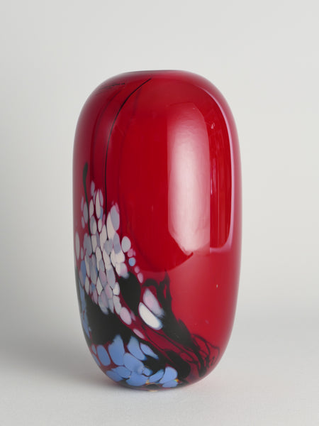 Unique Cherry Red Art Glass Vase by Mikael Axenbrant for Studioglas Strömbergshyttan, 1990