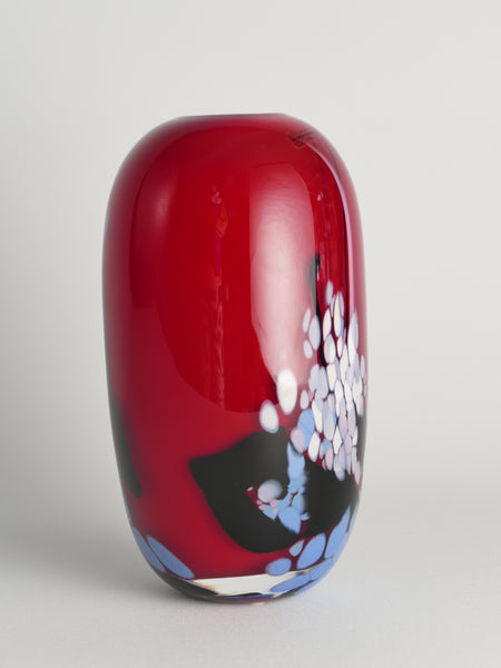 Unique Cherry Red Art Glass Vase by Mikael Axenbrant for Studioglas Strömbergshyttan, 1990
