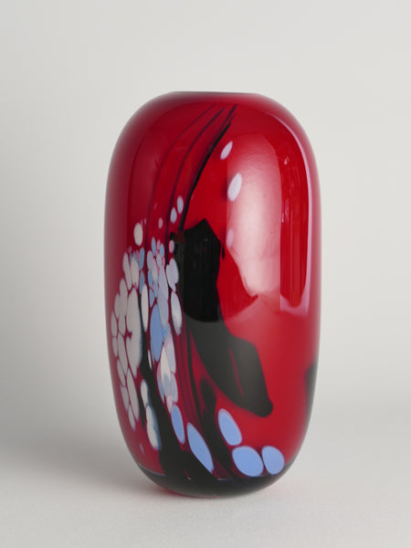 Unique Cherry Red Art Glass Vase by Mikael Axenbrant for Studioglas Strömbergshyttan, 1990