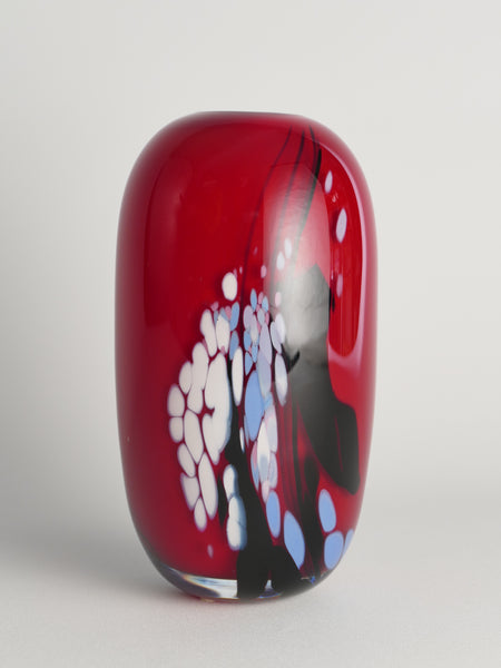 Unique Cherry Red Art Glass Vase by Mikael Axenbrant for Studioglas Strömbergshyttan, 1990