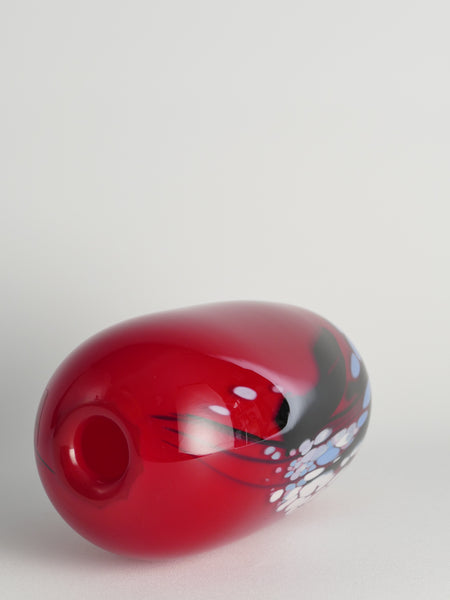 Unique Cherry Red Art Glass Vase by Mikael Axenbrant for Studioglas Strömbergshyttan, 1990