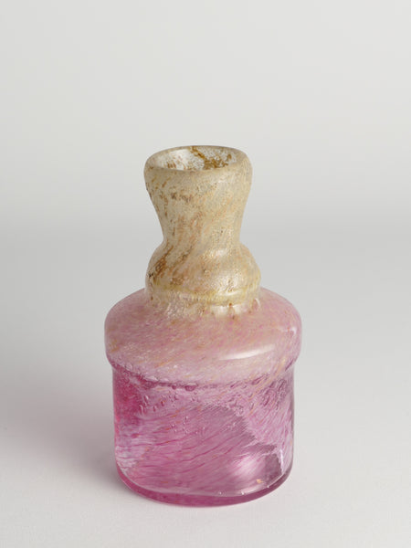 Unique Bubblegum Pink and Yellow Art Glass Vase by Milan Vobruba, Sweden 1980s