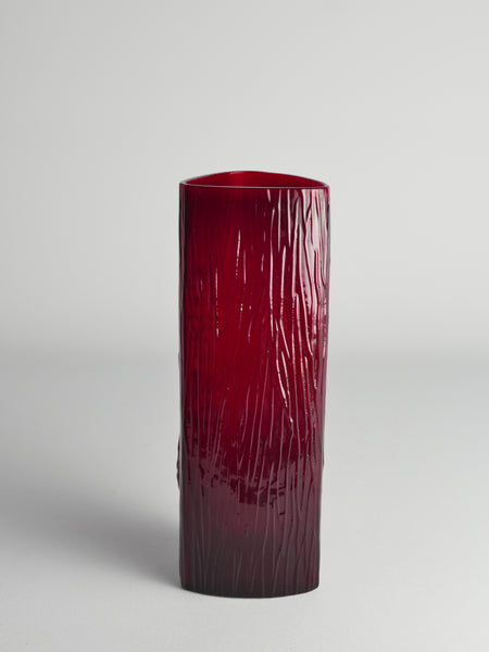 Scandinavian Modern Red Devil Triangular Glass Vase by Christer Sjögren for Lindshammar 1960s