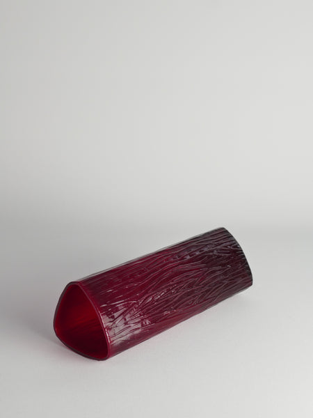 Scandinavian Modern Red Devil Triangular Glass Vase by Christer Sjögren for Lindshammar 1960s