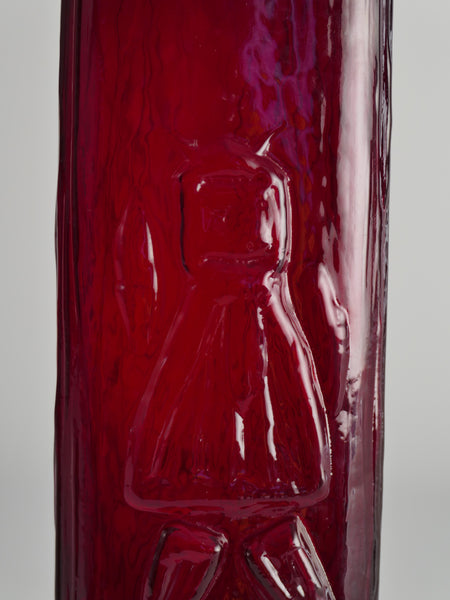 Scandinavian Modern Red Devil Triangular Glass Vase by Christer Sjögren for Lindshammar 1960s