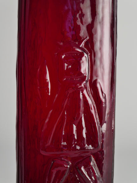 Scandinavian Modern Red Devil Triangular Glass Vase by Christer Sjögren for Lindshammar 1960s