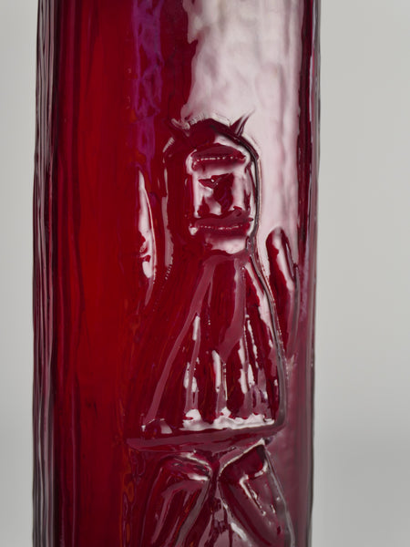 Scandinavian Modern Red Devil Triangular Glass Vase by Christer Sjögren for Lindshammar 1960s