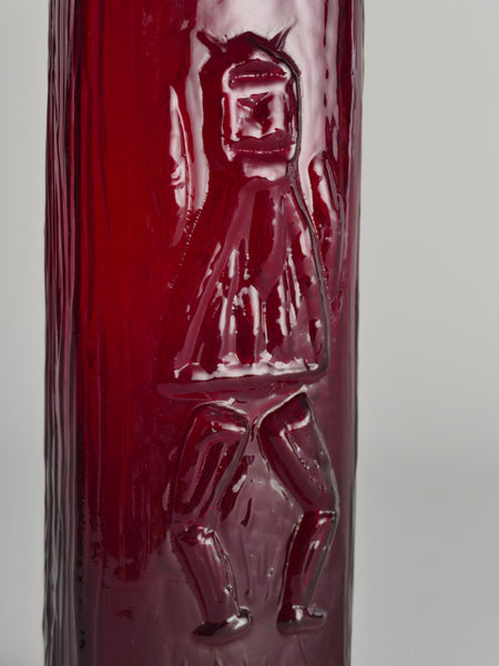 Scandinavian Modern Red Devil Triangular Glass Vase by Christer Sjögren for Lindshammar 1960s