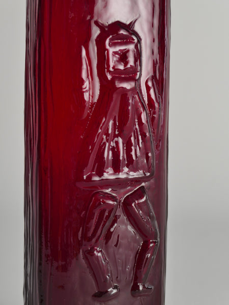 Scandinavian Modern Red Devil Triangular Glass Vase by Christer Sjögren for Lindshammar 1960s