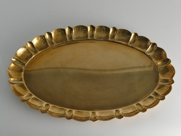 Swedish Grace Large Oval Brass Tray by Firma Lars Holmström, Sweden 1950's